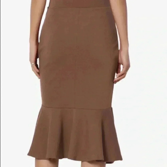 🆕 Zenana Outfitters Light Brown Mermaid-Hem Mid Skirt XL🆕 - Picture 3 of 10